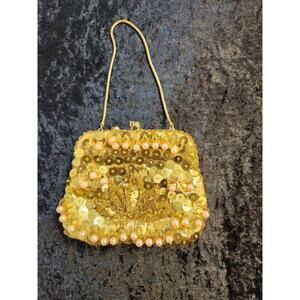 Vintage Adele Handbags Miami Florida Gold Sequin & Bead Purse